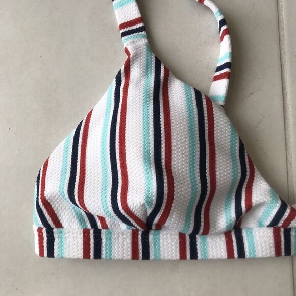 Full Tilt Bikini Swimsuit Multicolor Striped Padded Triangle Cheeky Swim - Picture 2 of 7